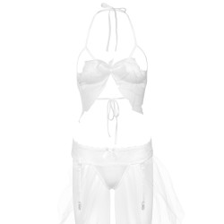 DARING Intimates Ensemble 2 Pièces Soutien-Gorge et Porte-Jarretelles Blanc